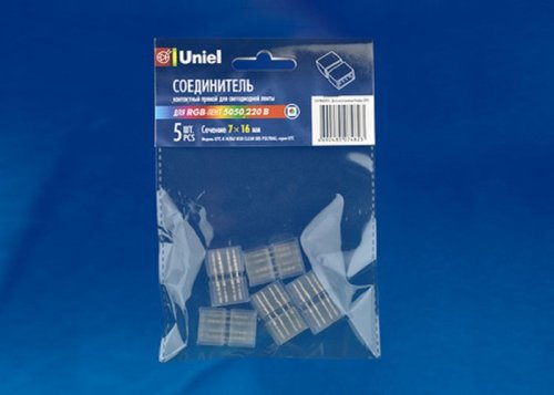 Коннектор прямой Uniel для RGB ленты 5050 UTC-K-14/B67-RGB CLEAR 005 POLYBAG ULC 7х16ММ картинка 